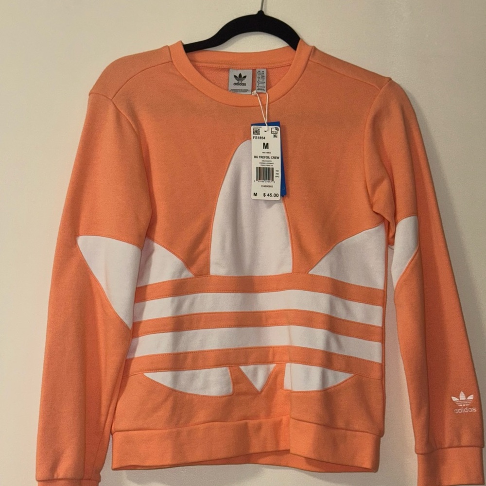 Adidas Originals Kids Trefoil Crewneck Sweatshirt - Size M (Chalk Coral)